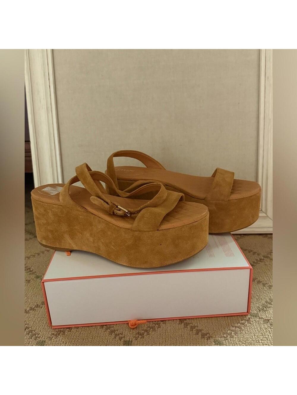 Chanel Brown Suede Platform Wedge Sandals 40